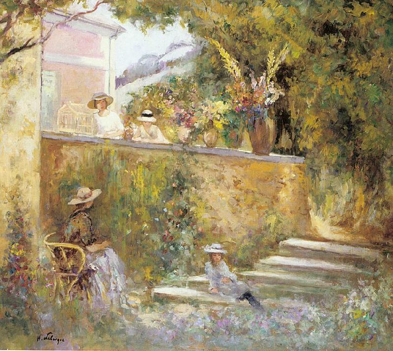 Lebasque, Henri Nono and Marthe in the Garden with Madame Lebasque Germany oil painting art